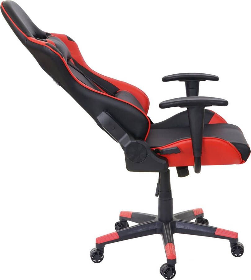 MCW Bureaustoel -D25 bureaustoel gamestoel directiestoel bureaustoel 150kg belastbaar kunstleer ~ zwart rood - Foto 1