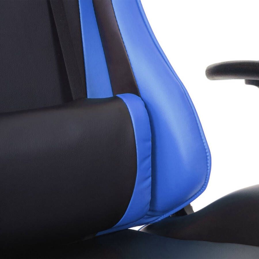 MCW Bureaustoel -D25 bureaustoel gamestoel directiestoel bureaustoel 150kg belastbaar kunstleer ~ zwart blauw