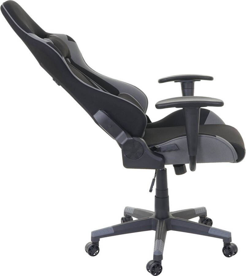 MCW Bureaustoel -D25 bureaustoel gamestoel directiestoel bureaustoel 150kg belastbaar textiel stof ~ zwart grijs