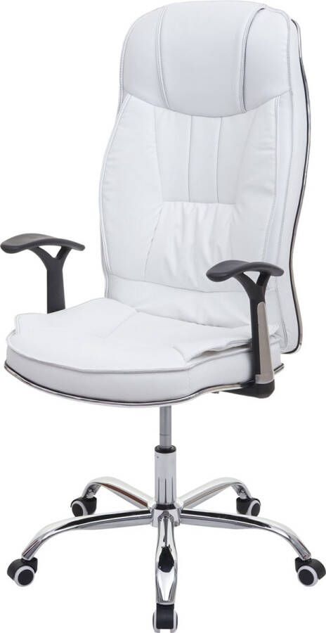MCW Bureaustoel -F14 bureaustoel directiestoel draaistoel 150kg belastbaar kunstleer ~ wit
