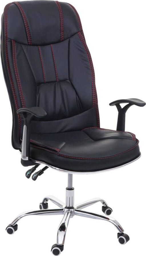MCW Bureaustoel -F14 bureaustoel directiestoel draaistoel 150kg belastbaar kunstleer ~ zwart