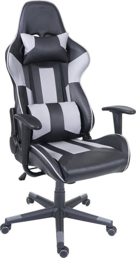 MCW Bureaustoel -F84 bureaustoel gamestoel directiestoel bureaustoel kunstleer ~ zwart grijs