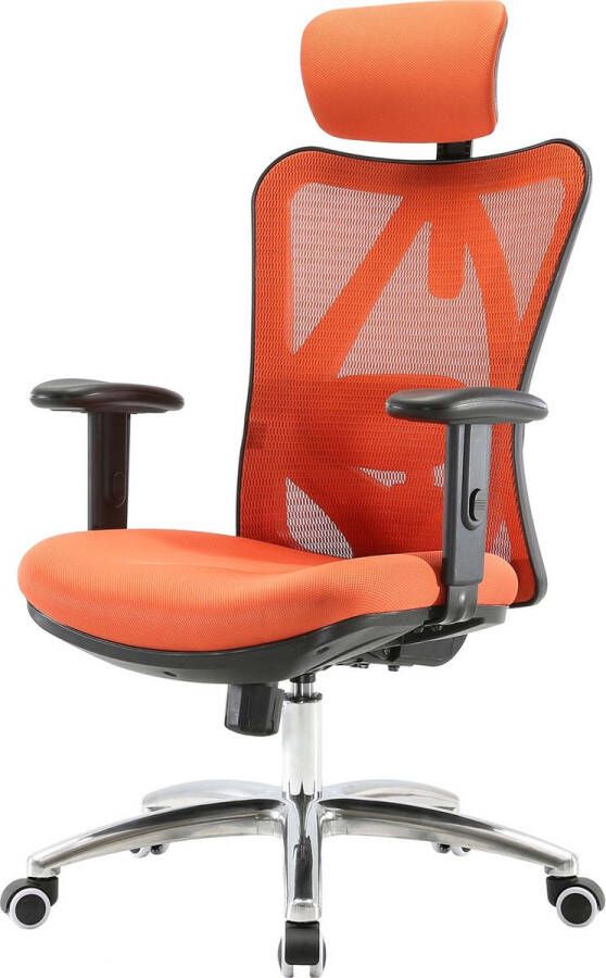 MCW Bureaustoel -J86 Bureaustoel ergonomisch verstelbare lendensteun 150kg belastbaar ~ zonder voetsteun oranje