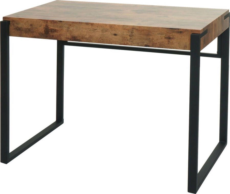 MCW Console tafel -L53 telefoontafel werktafel bijzettafel opbergtafel metaal 80x100x54cm ~ donker wild eiken