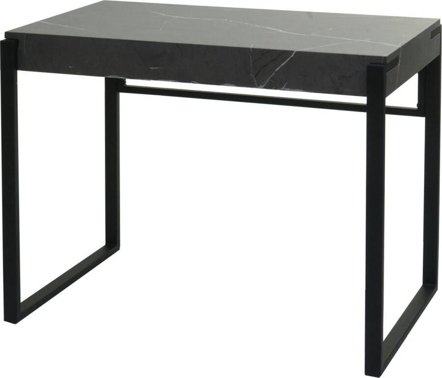 MCW Console tafel -L53 telefoontafel werktafel bijzettafel opbergtafel metaal 80x100x54cm ~ marmer look grijs