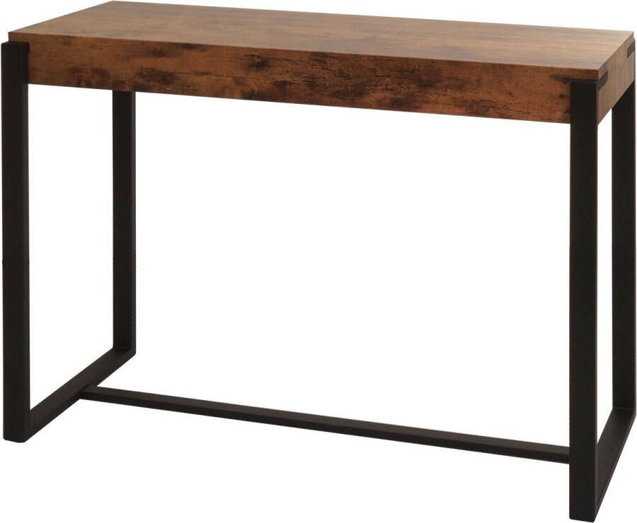 MCW Console tafel -L53 telefoontafel werktafel bijzettafel opbergtafel metaal 81x100x40cm ~ donker wild eiken