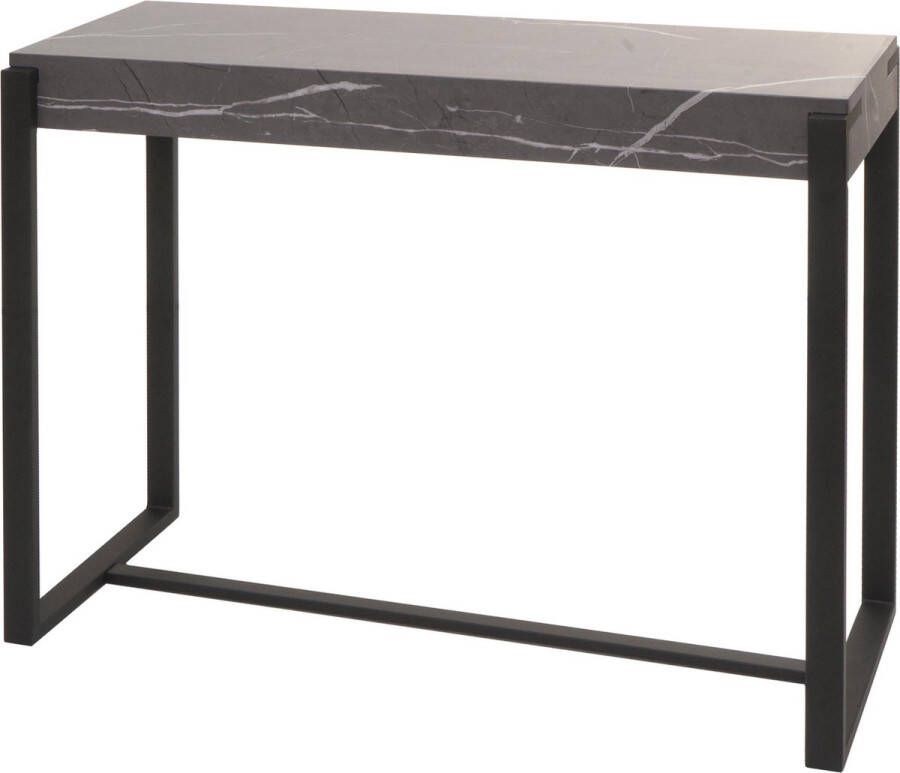 MCW Console tafel -L53 telefoontafel werktafel bijzettafel opbergtafel metaal 81x100x40cm ~ marmer-look grijs