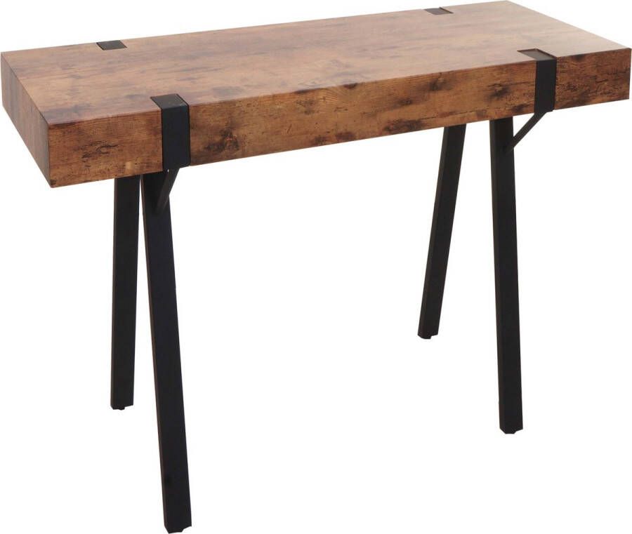 MCW Console tafel -L54 telefoontafel werktafel bijzettafel opbergtafel metaal 75x100x40cm ~ donker wild eiken