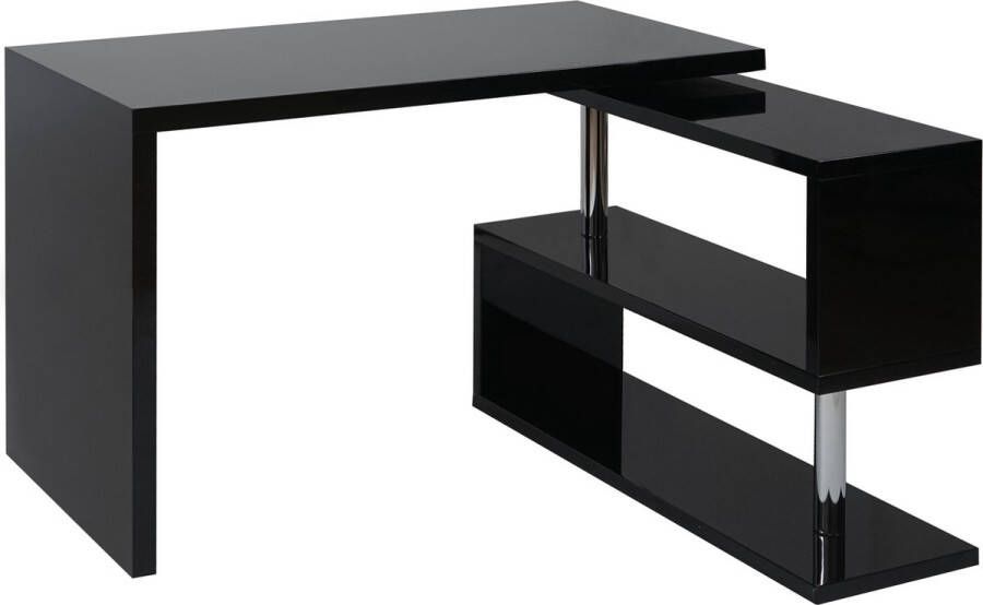 MCW Design hoekbureau -A68 bureautafel hoogglans draaibaar 120x60cm ~ zwart