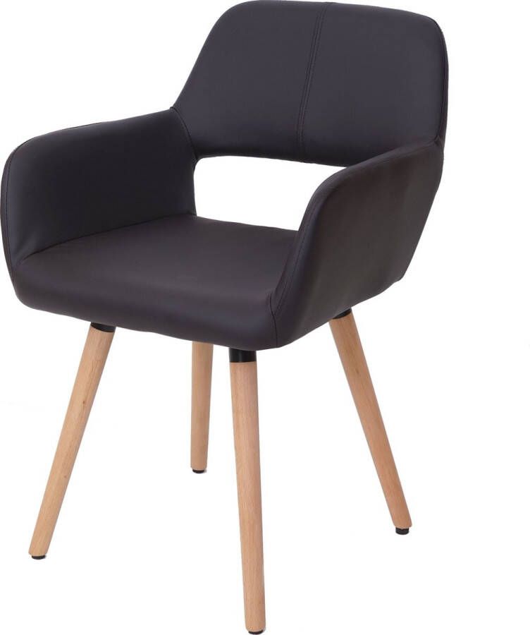 MCW Eetkamerstoel -A50 II keukenstoel retro jaren 50 design ~ kunstleer bruin lichtgekleurde poten