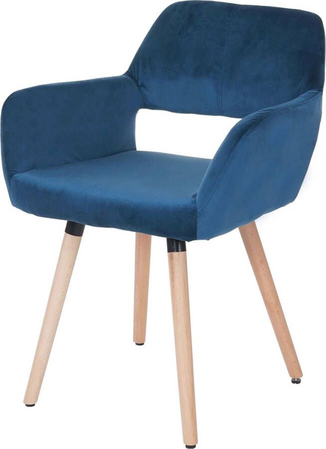 MCW Eetkamerstoel -A50 II stoel keukenstoel retro jaren 50 design ~ fluweel petrolblauw lichte poten
