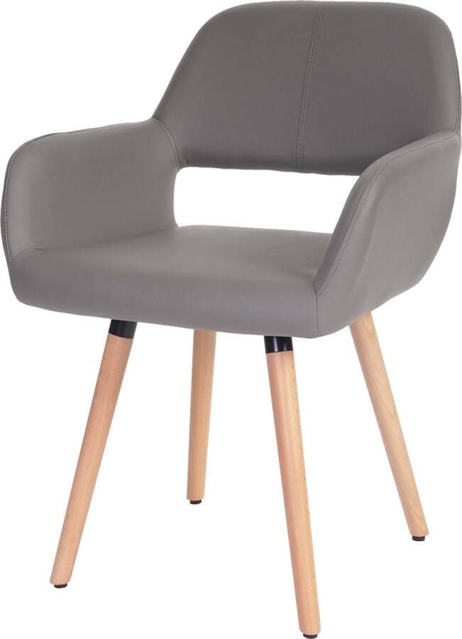 MCW Eetkamerstoel -A50 II stoel keukenstoel retro jaren 50 design ~ kunstleer taupe-grijs lichte poten