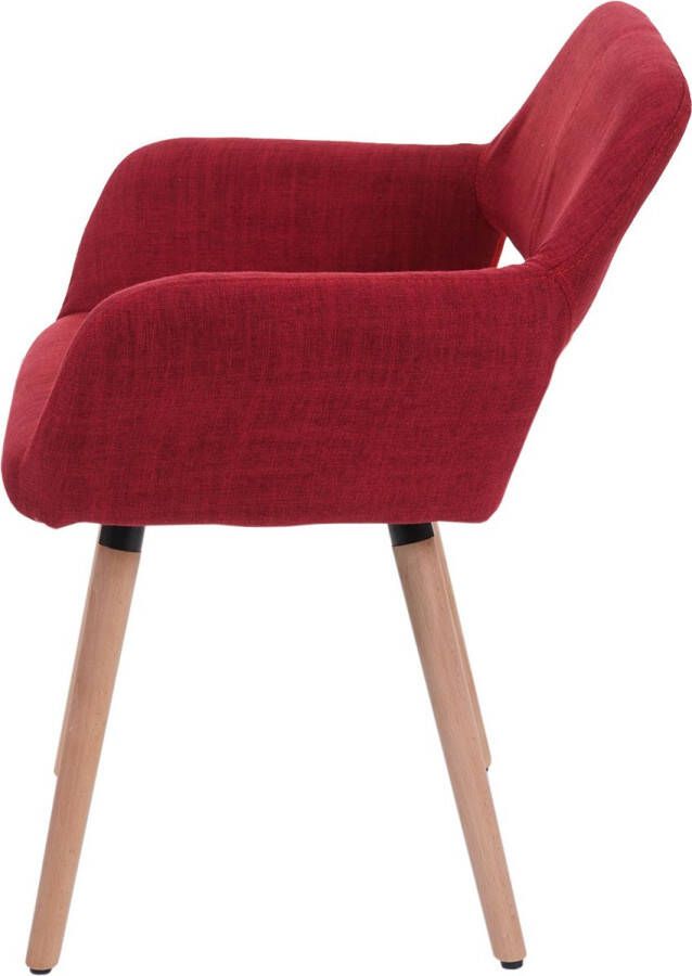 MCW Eetkamerstoel -A50 II stoel keukenstoel retro jaren 50 design ~ textiel paarsrood lichtgekleurde poten