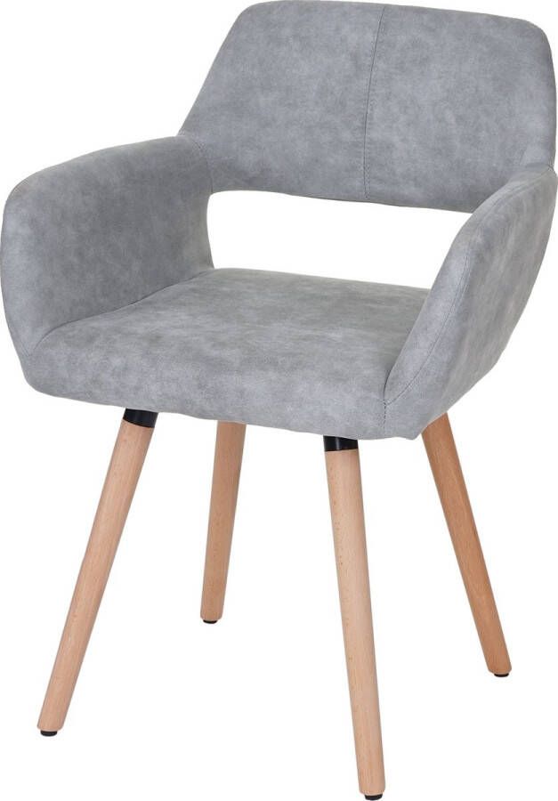 MCW Eetkamerstoel -A50 II stoel keukenstoel retro jaren 50 design ~ textiel vintage betongrijs lichte poten