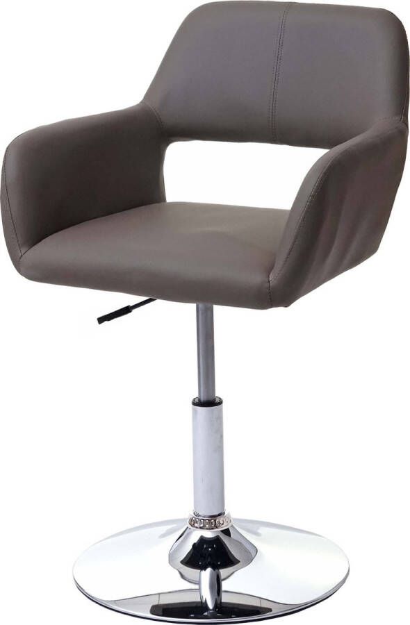 MCW Eetkamerstoel -A50 III stoel keukenstoel retro jaren 50 kunstleer ~ taupe-grijs chromen onderstel