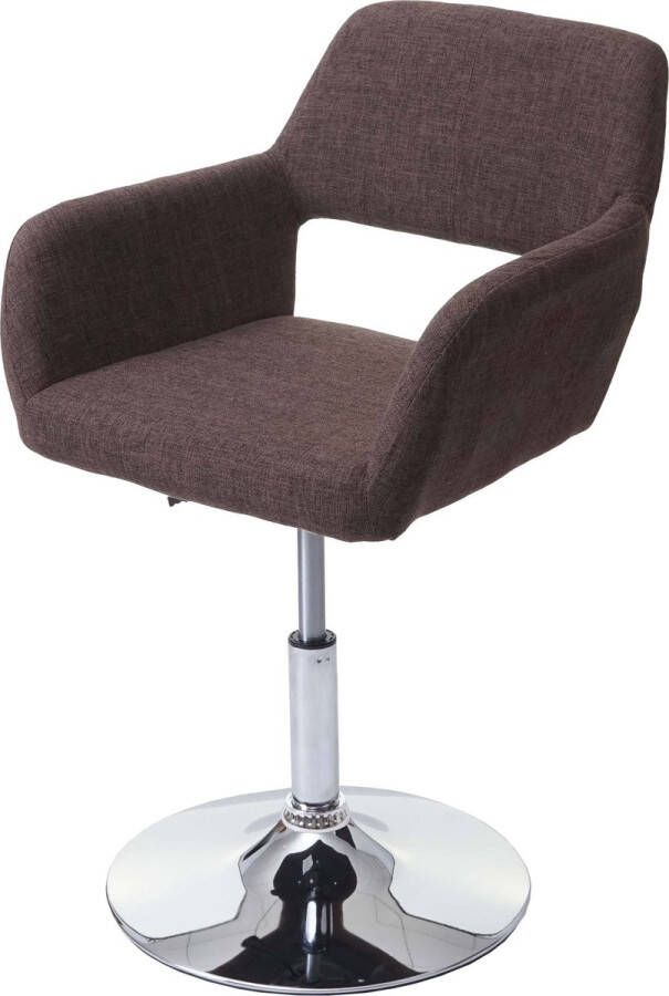 MCW Eetkamerstoel -A50 III stoel keukenstoel retro jaren 50 stof textiel ~ bruin voet chroom