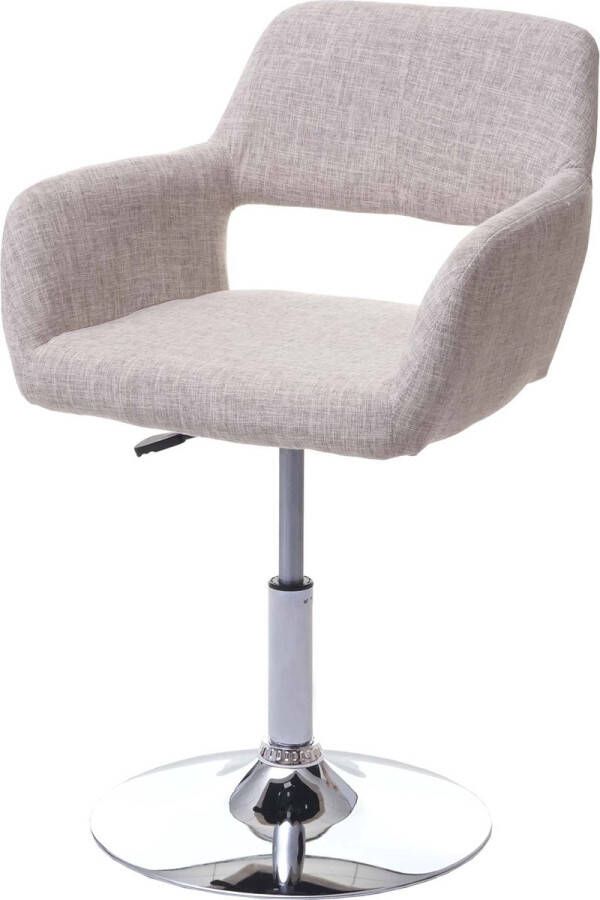 MCW Eetkamerstoel -A50 III stoel keukenstoel retro jaren 50 stof textiel ~ crème grijs chromen onderstel
