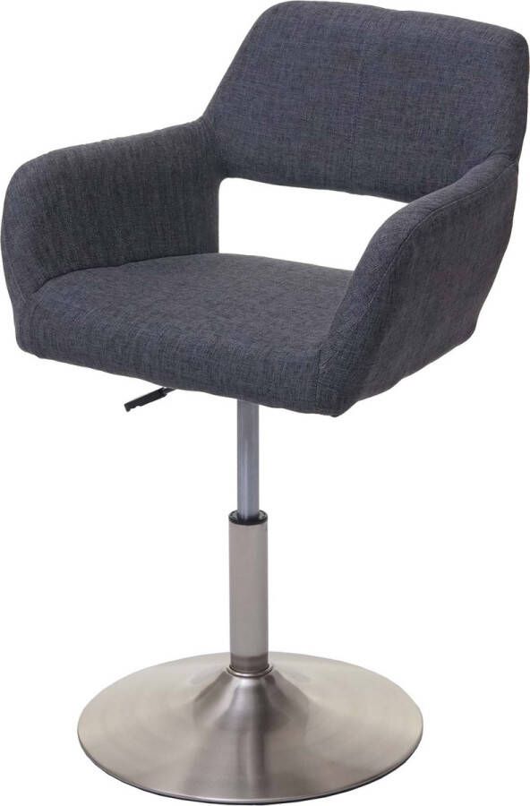 MCW Eetkamerstoel -A50 III stoel keukenstoel retro jaren 50 stof textiel ~ donkergrijs geborsteld onderstel