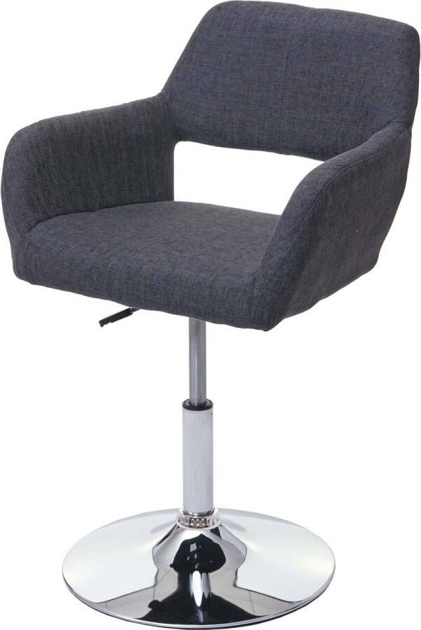 MCW Eetkamerstoel -A50 III stoel keukenstoel retro jaren 50 stof textiel ~ donkergrijs voet chroom