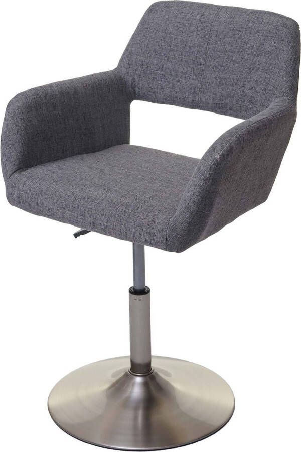 MCW Eetkamerstoel -A50 III stoel keukenstoel retro jaren 50 stof textiel ~ grijs geborstelde voet