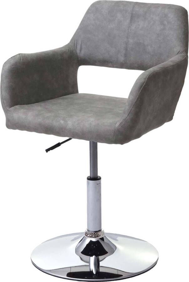 MCW Eetkamerstoel -A50 III stoel keukenstoel retro jaren 50 stof textiel ~ vintage lichtgrijs chromen onderstel