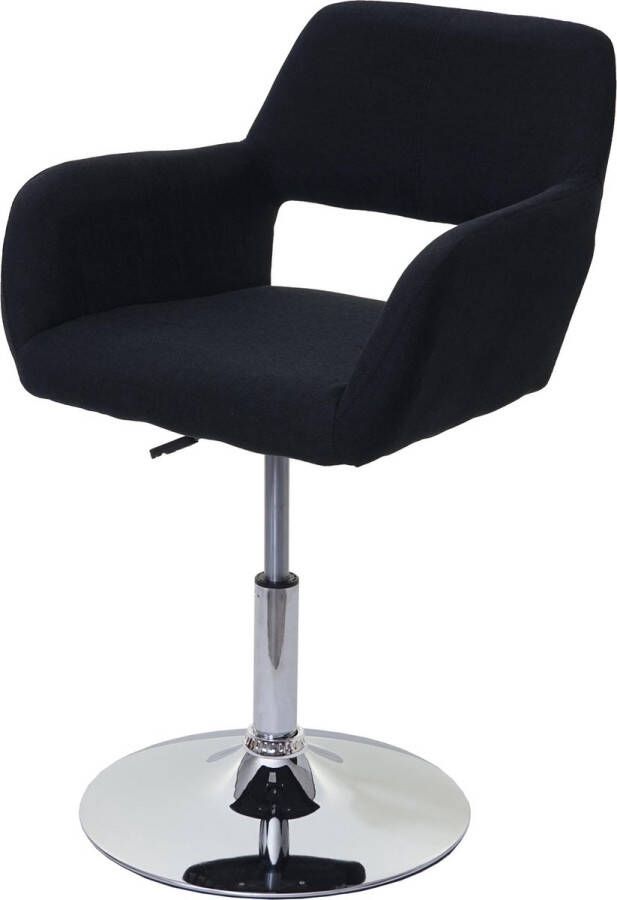 MCW Eetkamerstoel -A50 III stoel keukenstoel retro jaren 50 stof textiel ~ zwart voet chroom