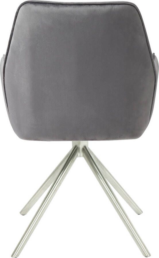 MCW Eetkamerstoel -G67 keukenstoel Stoel met armleuning draaibare autostand fluweel MVG ~ donkergrijs roestvrij staal - Foto 2
