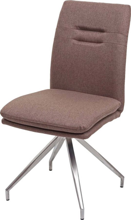 MCW Eetkamerstoel -H70 keukenstoel fauteuil stoel stof textiel geborsteld roestvrij staal ~ bruin