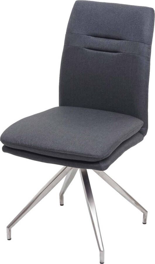 MCW Eetkamerstoel -H70 keukenstoel fauteuil stoel stof textiel geborsteld roestvrij staal ~ donkergrijs