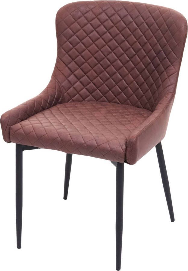 MCW Eetkamerstoel -H79 keukenstoel relaxstoel vintage metaal ~ stof textiel bruin