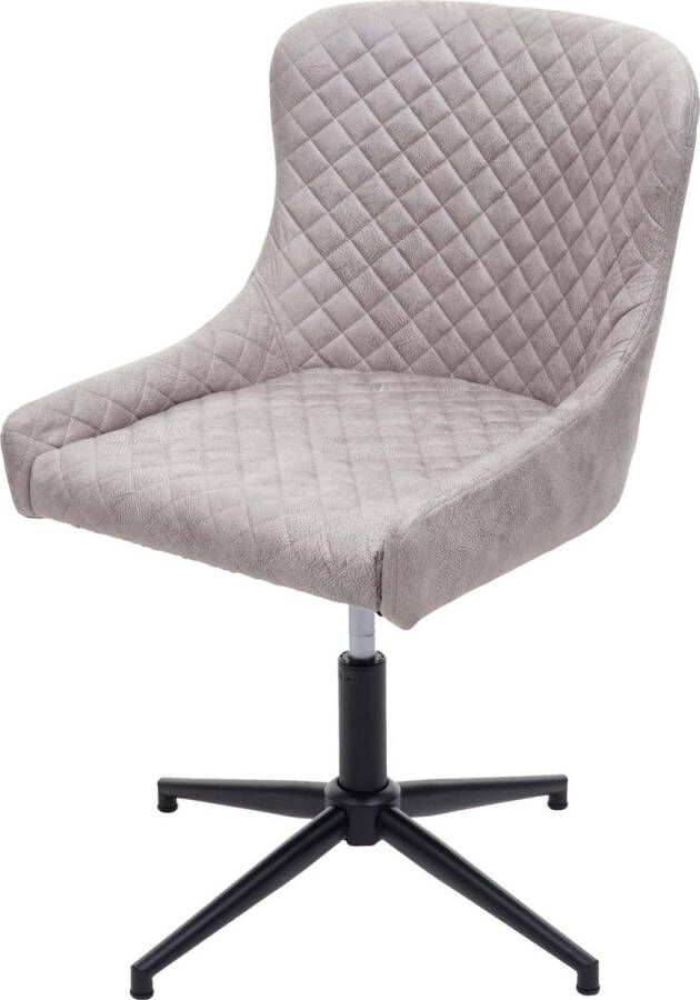 MCW Eetkamerstoel -H79 loungestoel keukenstoel in hoogte verstelbaar draaibaar vintage metaal ~ stof textiel grijs