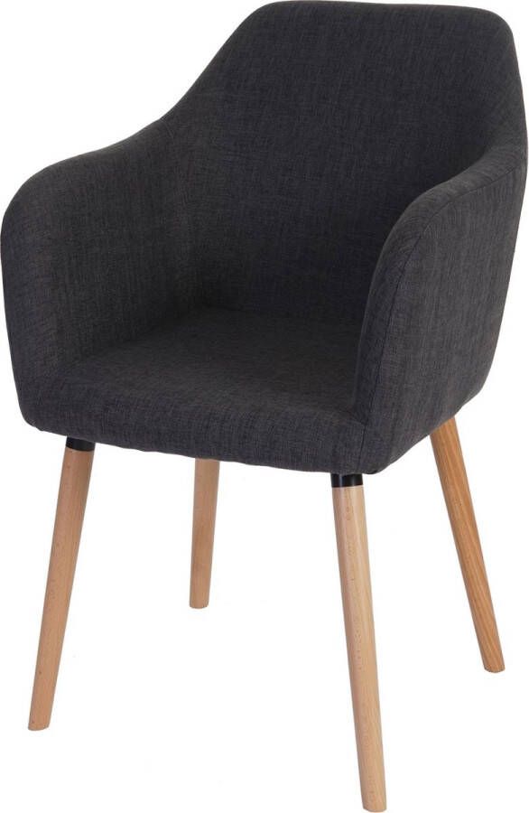 MCW Eetkamerstoel Malmö T381 stoel keukenstoel retro jaren 50 design ~ textiel grijs lichte poten