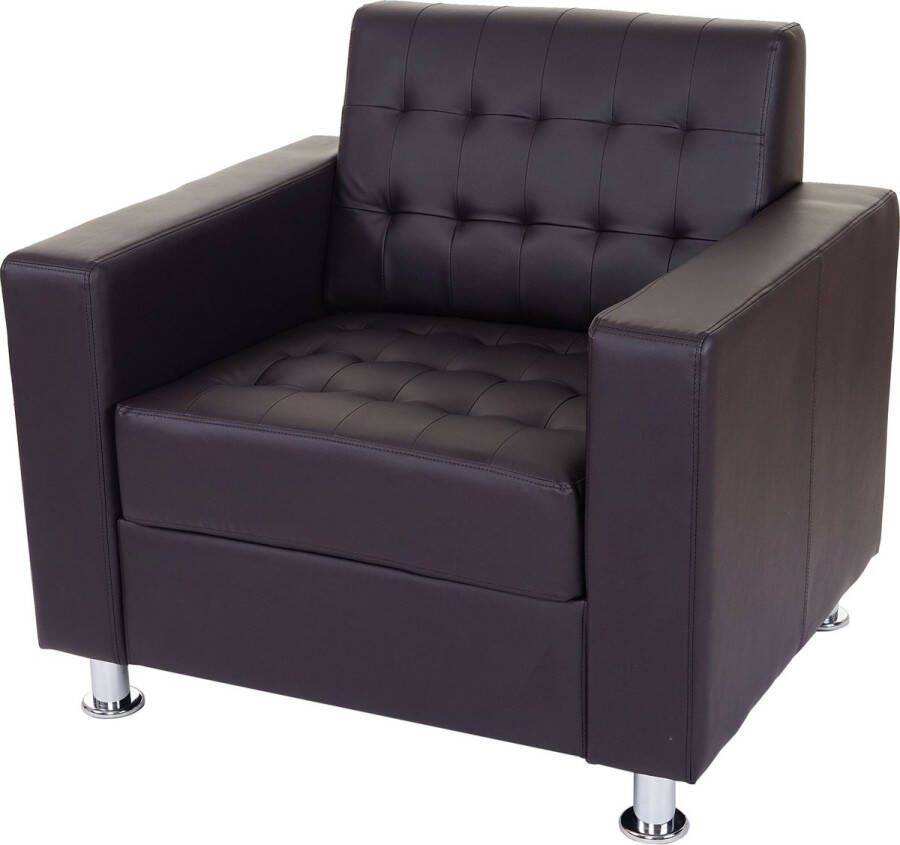 MCW Fauteuil Kunda clubfauteuil loungestoel kunstleer metalen poten ~ koffie