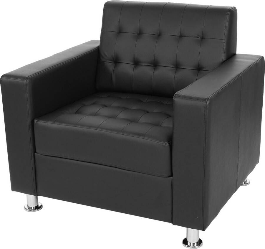 MCW Fauteuil Kunda clubfauteuil loungestoel kunstleer metalen poten ~ zwart