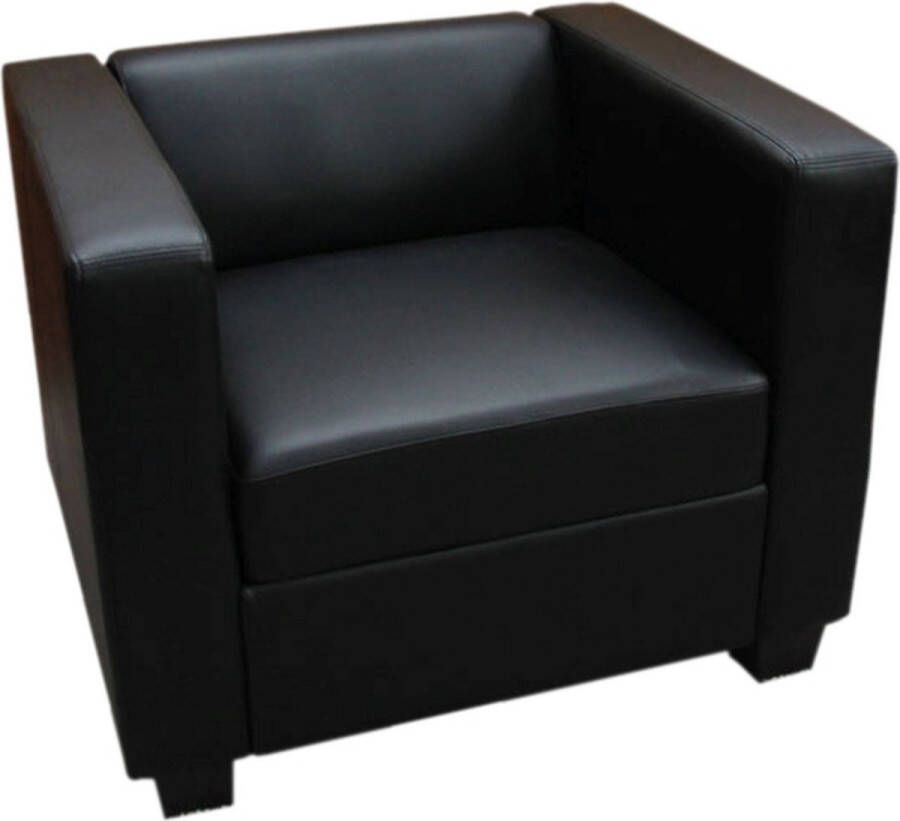 MCW Fauteuil lounge stoel Lille ~ Kunstleer zwart