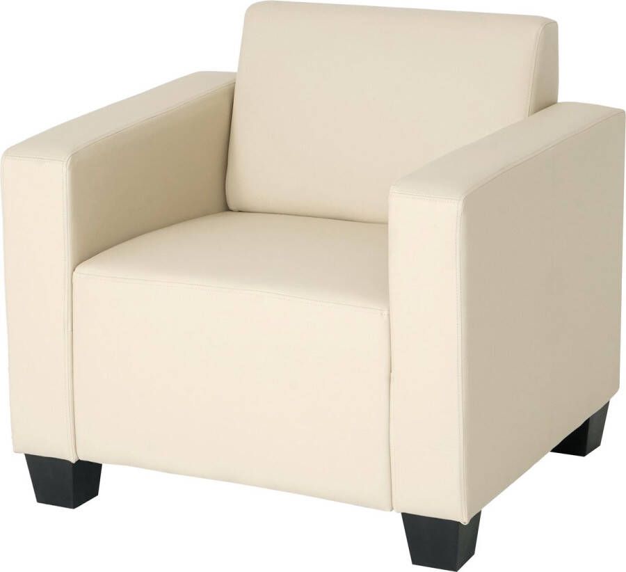 MCW Fauteuil lounge stoel Lyon kunstleer ~ crème