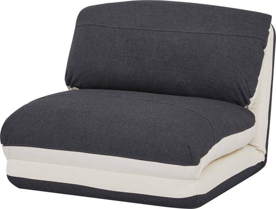 MCW Fauteuilbed -E68 slaapbank functionele fauteuil inklapbare fauteuil stof textiel ~ crème zwart