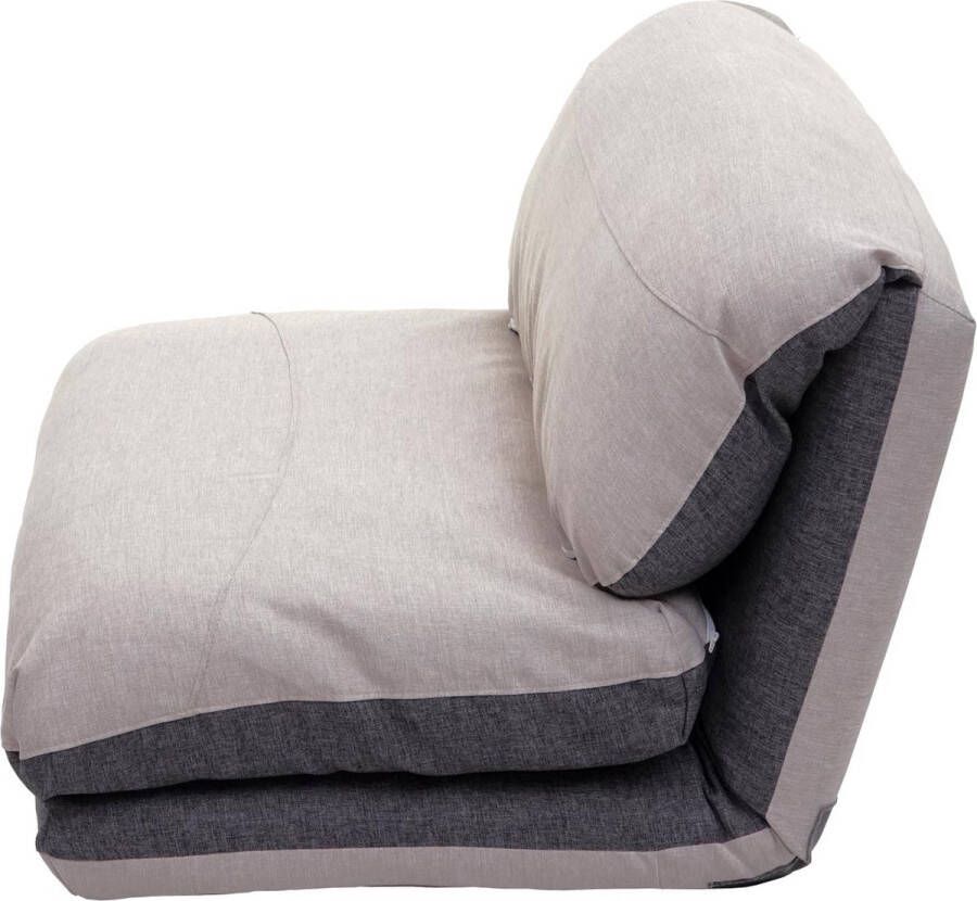 MCW Fauteuilbed -E68 slaapbank functionele fauteuil inklapbare fauteuil stof textiel ~ donkergrijs lichtgrijs