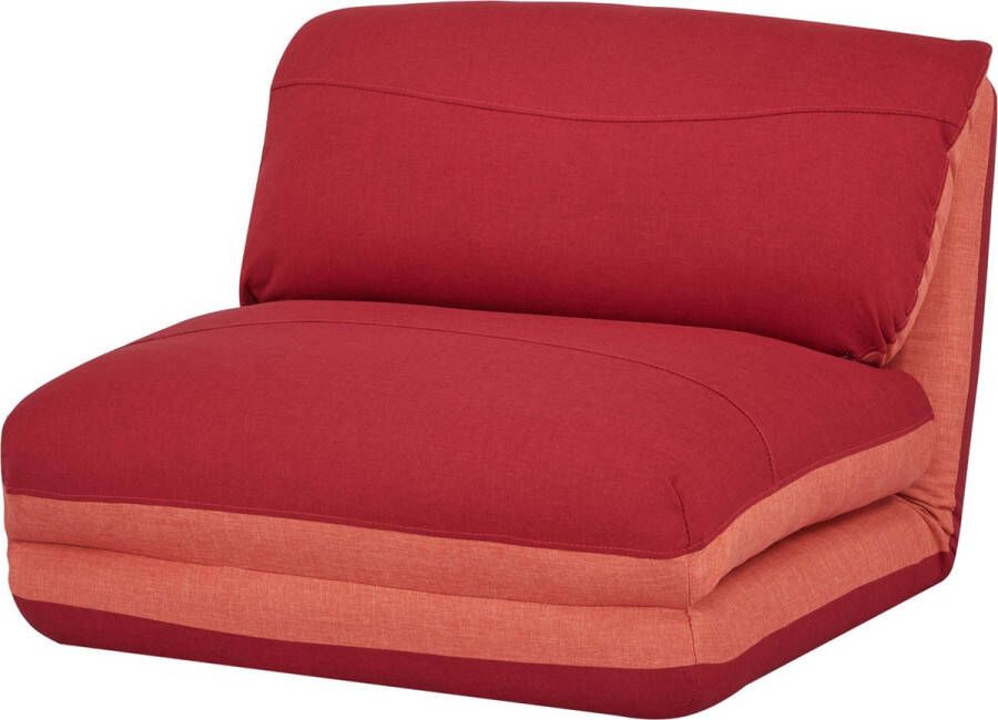 MCW Fauteuilbed -E68 slaapbank functionele fauteuil inklapbare fauteuil stof textiel ~ oranje donkerrood