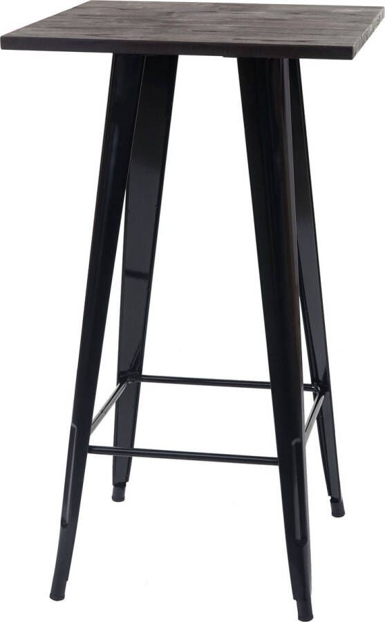 MCW Hoge tafel -A73 incl. houten tafelblad bistrotafel bartafel metalen industrieel ontwerp 107x60x60cm ~ zwart