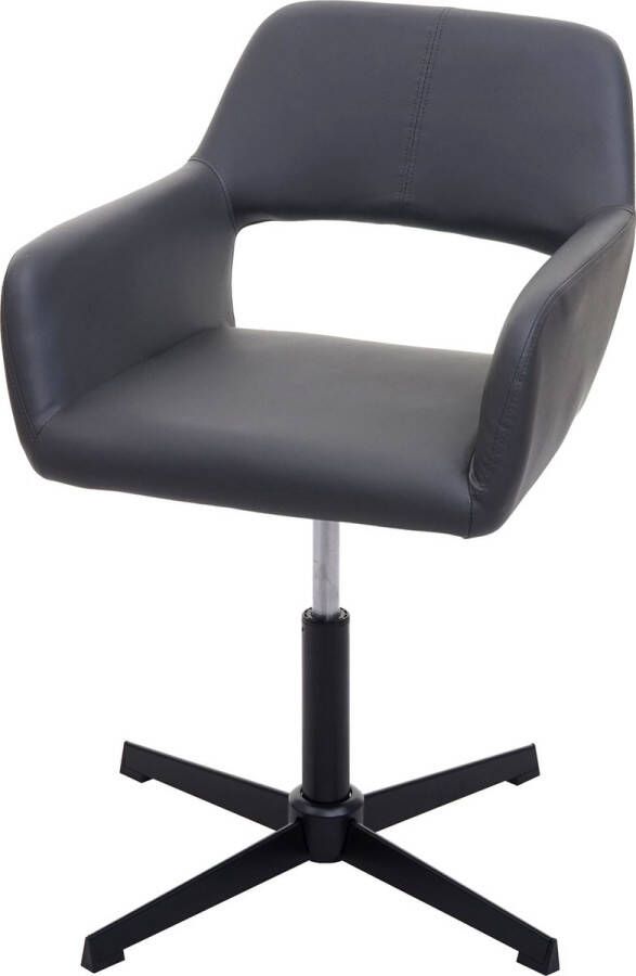 MCW Home office chair -A50 IV woonkamer bureaustoel + eetkamerstoel ~ kunstleer grijs onderstel zwart