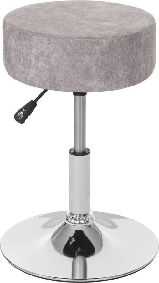 MCW Kruk -C22 zitkruk make-up kruk in hoogte verstelbaar Ø 35cm ~ imitatie suède vintage grijs - Foto 2