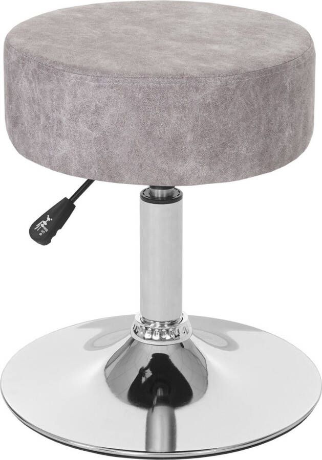 MCW Kruk -C22 zitkruk make-up kruk in hoogte verstelbaar Ø 35cm ~ imitatie suède vintage grijs