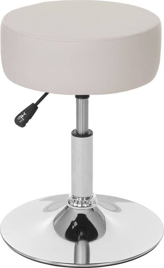 MCW Kruk -C22 zitkruk make-up kruk in hoogte verstelbaar Ø 35cm ~ kunstleer crème