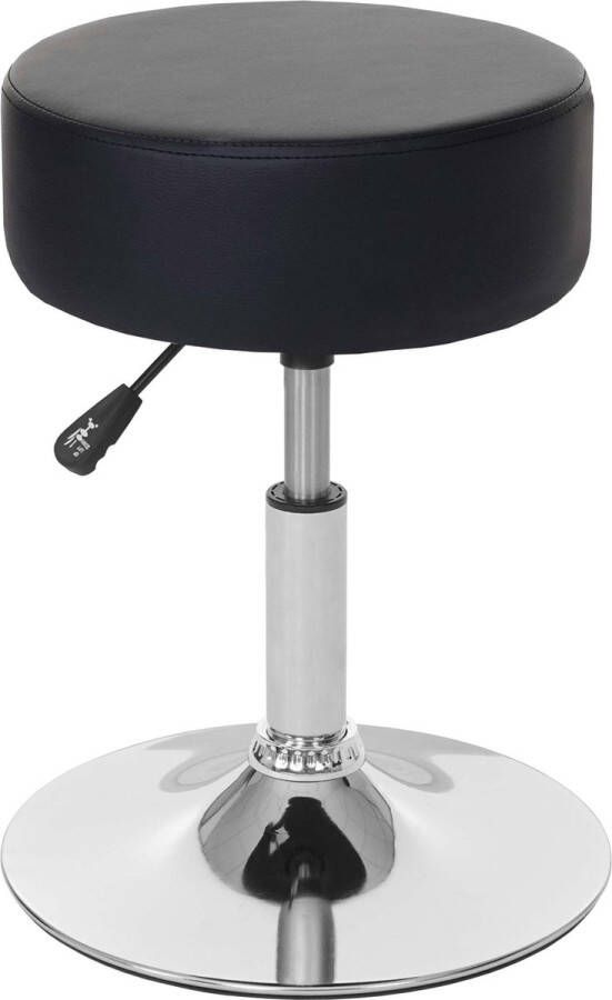 MCW Kruk -C22 zitkruk make-up kruk in hoogte verstelbaar Ø 35cm ~ kunstleer zwart