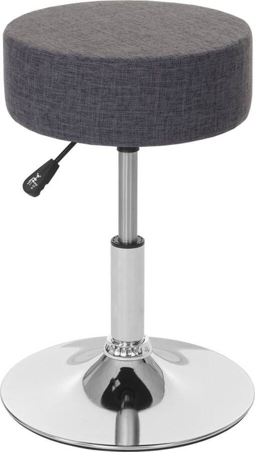 MCW Kruk -C22 zitkruk make-up kruk in hoogte verstelbaar Ø 35cm ~ textiel grijs