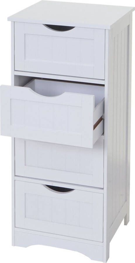 MCW Ladekast -B65 kast met laden 4 laden 80x30x30cm ~ wit