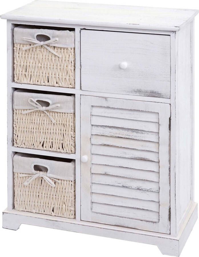 MCW Ladekast -H21 ladekast massief houten mandlade 80x60x30cm ~ shabby white
