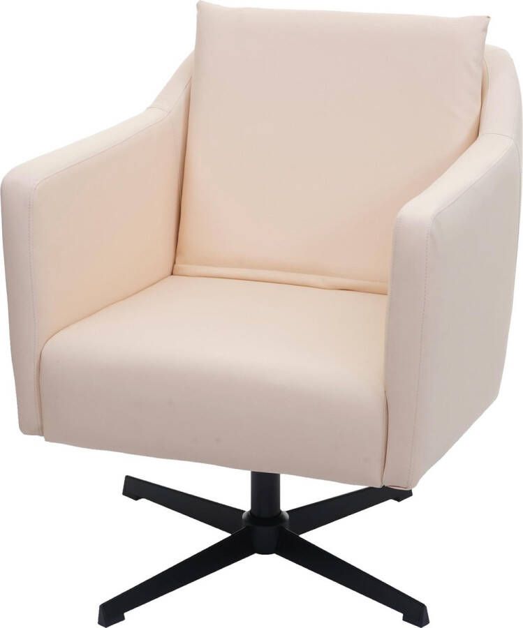 MCW Lounge fauteuil -H93b fauteuil cocktail fauteuil relaxfauteuil met voet draaibaar ~ kunstleer crème-beige