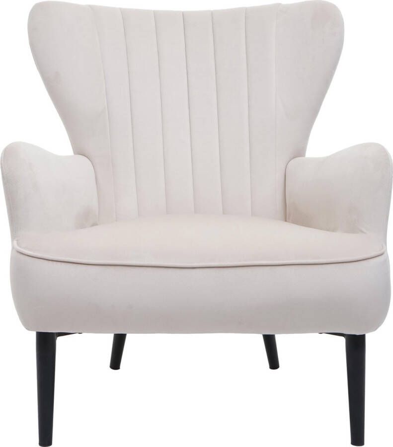 MCW Lounge fauteuil -K37 cocktail fauteuil gestoffeerde fauteuil fluweel ~ crème-beige